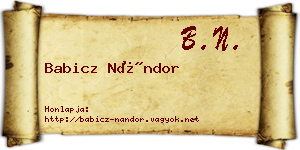 Babicz Nándor névjegykártya